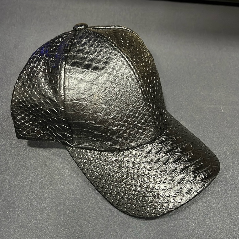 Leather Baseball cap black